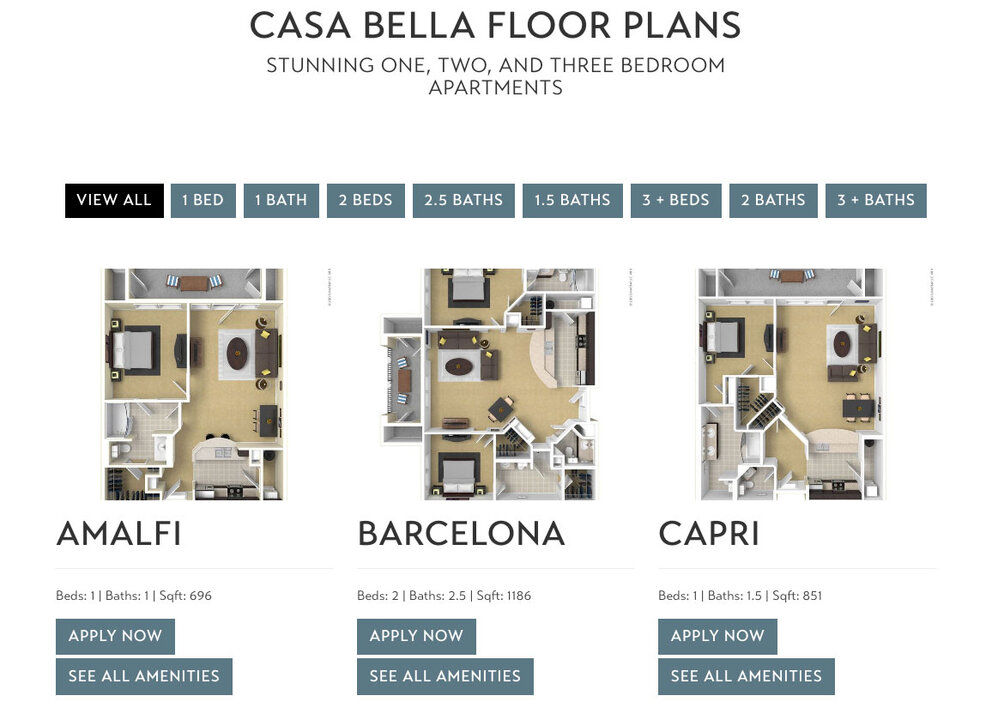 Casa Bella on Westshore Vertical List with Filters