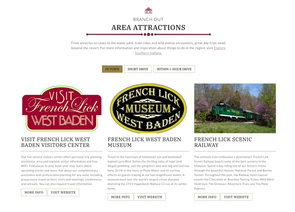 French Lick Feature List Horizontal with Filters